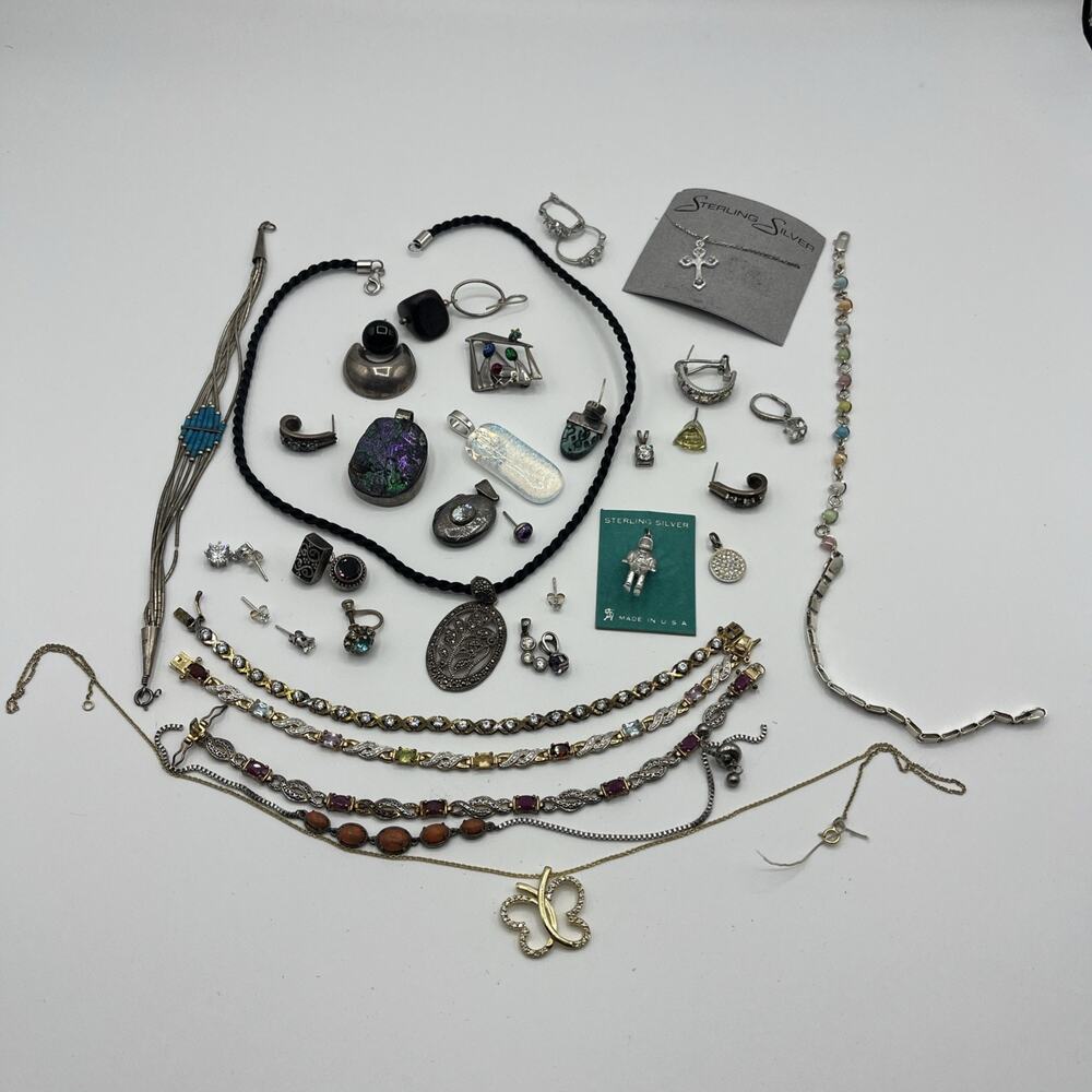 STERLING SILVER Broken Scrap Damaged As Is For Craft Parts DIY Scrap Jewelry Lot